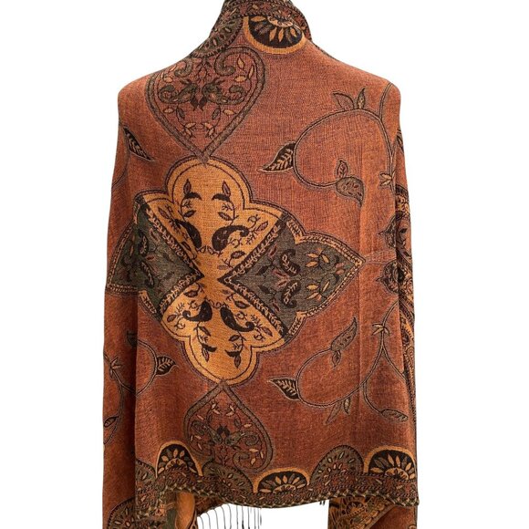 Boho Tapestry Shawl Wrap Fringe Festival Scarf Bohemian Artsy Hippie Vintage - Picture 7 of 10